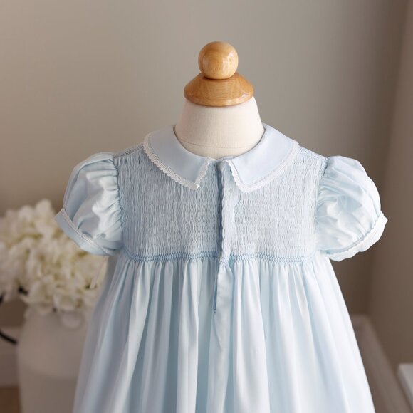 RARE Smocked Blue Dress Embroidery Vintage Feltman Brothers 2T - Picture 5 of 6